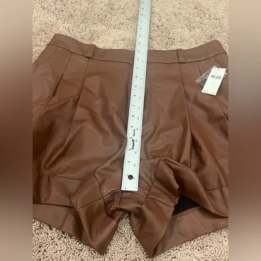NWT new 12 Anthropologie Maeve faux leather cuffed shorts chocolate brown